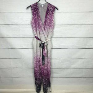 Diane Von Furstenberg DVF Women's Size 10 Kawena Ombré Jumpsuit Purple White